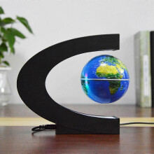 Globo terrestre a levitazione magnetica da 3 pollici con base a forma di C e luci LED, ideale per l'insegnamento,