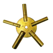Brass Clock Winding Key 5 Prongs Mechanical Winder Parts for Grandfather, Wall, and Old Timepieces