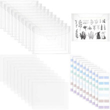 20pcs Clear Stamps Storage Bags with Panels, 7x5 Inch Die Storage Bag Clear Scrapbooking Storage fo