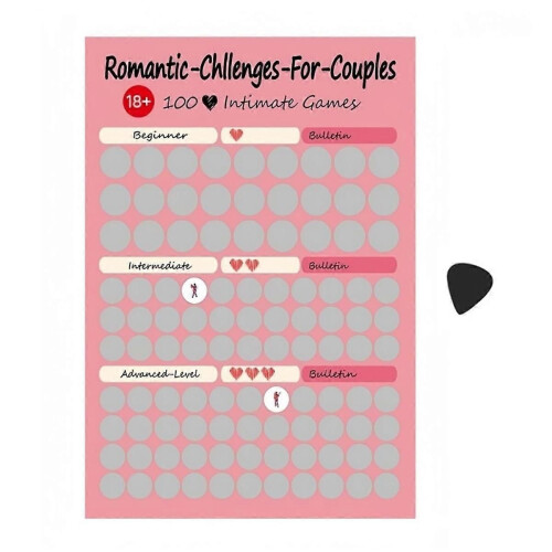 Love Games Scratch-Off Poster for Couples - 100 Challenge Date - Scratch Off Poster 100 Love Tasks