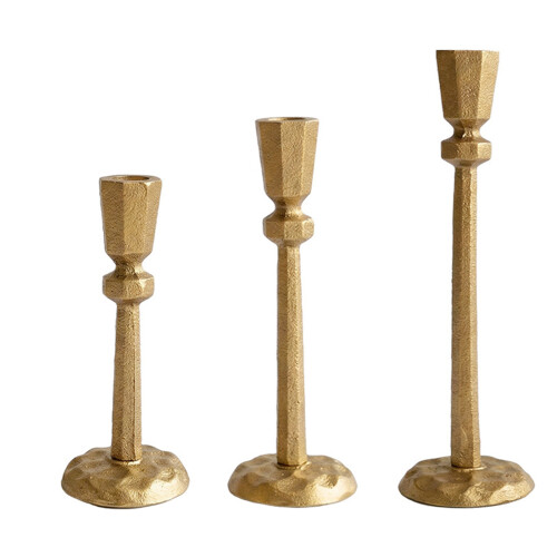 Classical Gold Coating Cast Iron Tall Candle Stand Taper- 8931 1
