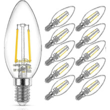 Klassieke E12 LED-kroonluchterlamp, equivalent aan 40W, warm wit 2700K, gloeidraad, helder glas, niet