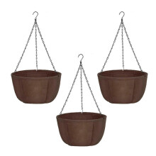 3 Pcs Outdoor Hanging Planters Fabric Flower Baskets with Metal Chains Breathable Hanging Pots for Orchids Ferns Balcony Porch Decor