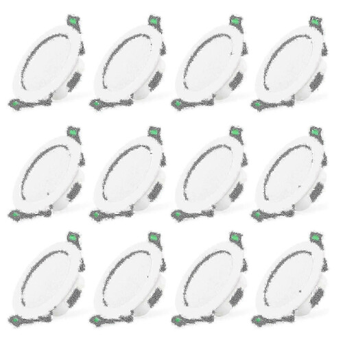 12pcs 7W White LED Downlight Recessed Ceiling Lights, Slim Design, Energy Efficient