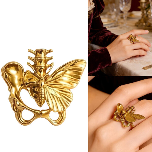 Butterfly Spine Bone Rings Comfortable Wear Trendy-Silver 2