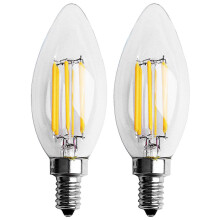2X Λάμπα LED με δυνατότητα ρύθμισης φωτεινότητας E12 6W COB Candle Flame Filament 10 x 3,5cm