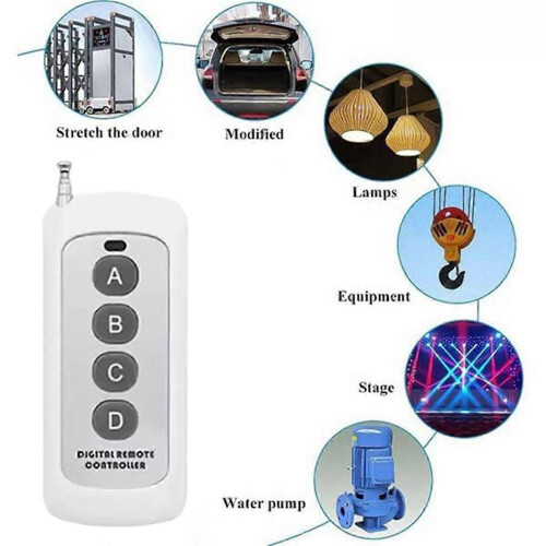 433MHz Wireless Remote Control Learning Code EV1527 Module with Antenna ABCD 4 Button Control 1000M 1
