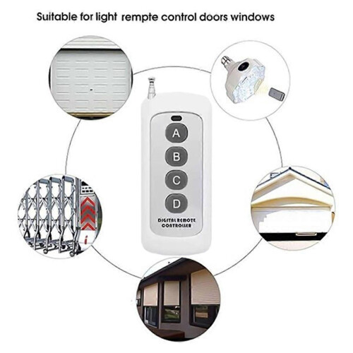 433MHz Wireless Remote Control Learning Code EV1527 Module with Antenna ABCD 4 Button Control 1000M 2