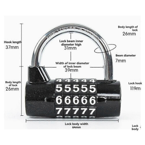 5 Digit Number Combination Travel Password Lock Combination Padlock Zinc Alloy Coded Lock Security Safely Code 1
