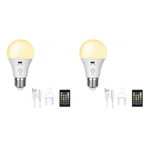2X Έξυπνη Λάμπα LED RGB USB - Επαναφορτιζόμενη, Ρυθμιζόμενης Φω