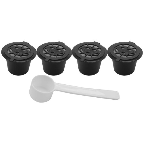 4x Refillable Reusable Coffee Capsules Pods For Nespresso Machines Spoon