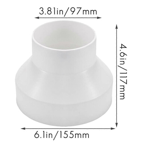 Ventilation Pipe Reducer Adapter Pipe Air Duct Adapter Pipe Connector compatible Inline Ventilation System 2
