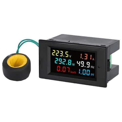 100A LCD Digital Panel Wattmeter Energy Meter with Voltage and Current Display Frequency Indicator A 2