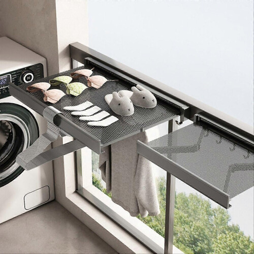 Wall Mounted Folding Storage Shelf, Retractable Clothes Drying Rack 1