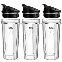 Tehosekoittimen varaosat, yhteensopiva Ninja-laitteen kanssa, 3 kpl 16oz Ninja-tehosekoittimen kuppeja,