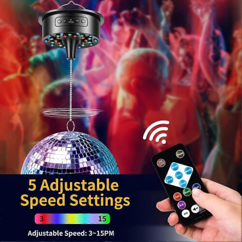 Μοτέρ Disco Ball με Τηλεχειριστήριο & Φώτα Disco - 30 Φωτεινά LED RGB για DJ, 2