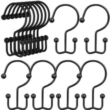 12-Piece Shower Curtain Hook, Curtain Hook, Bathroom Hook for Bathroom Shower Curtain Rod Curtains, Free Gliding