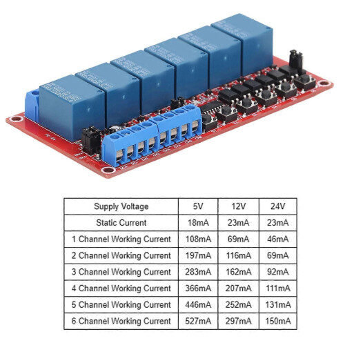 6 Channel Relay Module 5V 12V 24V Latching Switch High and Low Level Trigger Relay Expansion Board 2