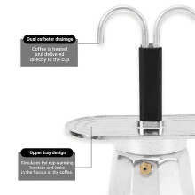 Kaffeemaschine für 2 Tassen, 100-ml-Mini-Kaffeekanne, doppelwandige Espressokanne aus Aluminium für