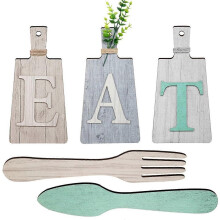 Cutting Board Eat Sign Set Hanging Art Kitchen Eat Sign Fork and Spoon Wall and Kitchen Decor,A