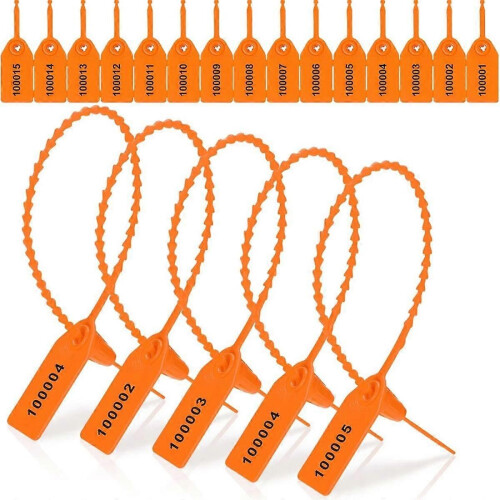 1000 Pcs Plastic Tamper Seals Tags Security Tags Seals Safety Numbered Zip Ties Labels Orange