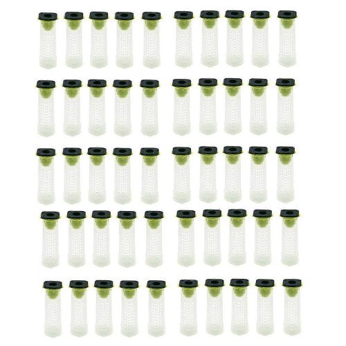 50 PCS Queen Bee Roller Cage - Plastic Beekeeping Queen Cup Kit Queen Bee Roller Cage Back Cup Hold