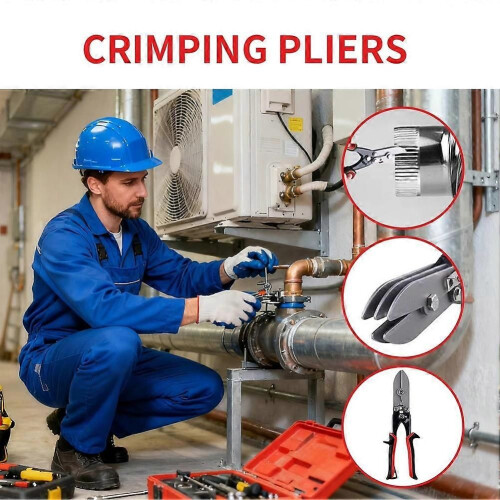 Pipe Crimper Heavy Duty 5-Cutter Bender Downspouts Crimper Gutter Hand Tools for Stove Pipes Ductworks Electrical System 1