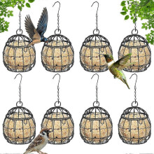 8pcs Metal Hanging Bird Feeder with Hooks, Suet Ball Feeders for Wild Birds, Outdoor Garden