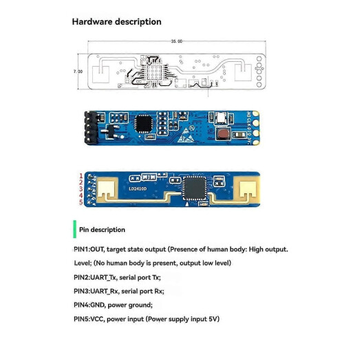 HLK-LD2410D 24GHz Αισθητήρας Κατάστασης Ανθρώπινης Παρουσίας, Μον 1