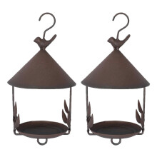 2X Bird Feeder Bird Outdoor Iron Rainproof Windproof Hanging Style Feeder for Various Pet Birds Fee