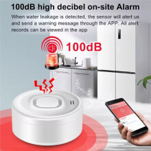 Tuya WIFI Detector de Vazamento de Água Alarme de Alto Volume de 100 DB Alertas de Aplicativo em Tempo Real Configuração Fácil para Segurança
