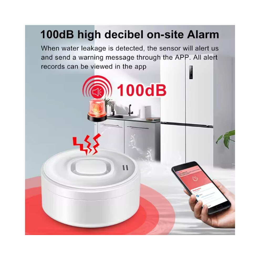 Tuya Wifi Water Leak Detector 100Db High-Volume Alarm Real- App Alerts Easy Setup For Home Safety With Alexa 6032797441777