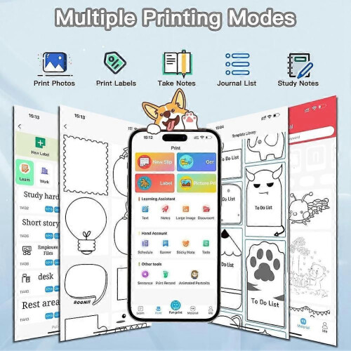 Sticker Printer Print 6 Rolls Sticker Printer with 7 Color Lighting Mode, Compatible with IOS and Android 2
