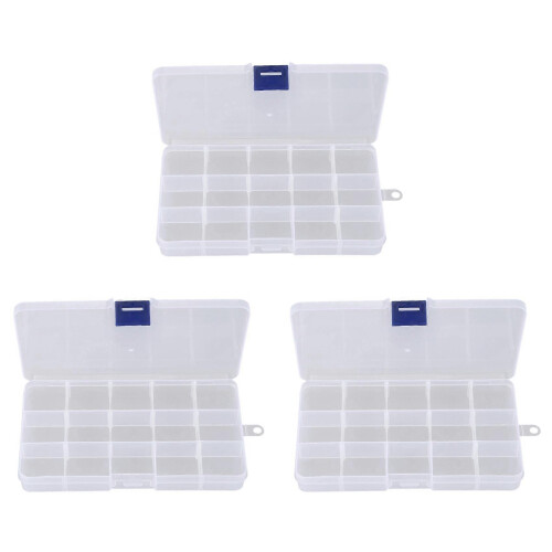 3X Electronic Components 15 Slots Detachable Plastic Cases Boxes