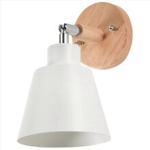 Wooden Wall Lights Bedside Wall Lamp Bedroom Wall Light (White)