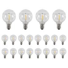 20 Stück G40 LED-Ersatzbirnen mit E12-Schraubsockel, bruchsicher, für Solar-Lichterketten