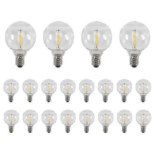 20 Pcs G40 LED Replacement Bulbs E12 Screw Base Shatterproof Globe Lights for Solar String