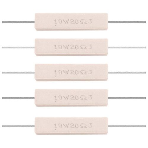 5x 10W 20 Ohm 5% συρματόσχοινο κεραμικό τσιμεντοειδές αντιστάτη 10 Watt