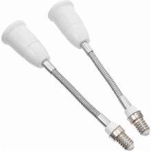 2er-Pack E14-auf-E27-Fassungsadapter, flexibler Lampensockelkonverter, 7,5"-2,0" biegsamer Schraub-Lichtadapter
