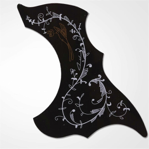Αυτοκόλλητο Pickguard Κιθάρας με Μαύρο Λουλούδι και Πουλί, Διακόσμηση Αυτο-Βιξώδους 2