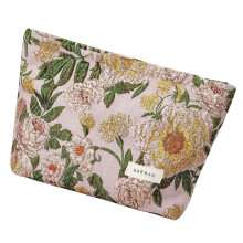 Mehrzweck-Make-up-Tasche aus Segeltuch mit Blumenmuster,-L