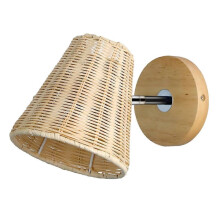 Retro Rattan Wall Light Sconces Hand-Woven Decoration Home Loft Fixture for Living Room Bedside LED