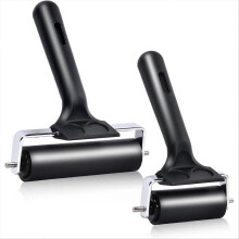 2Pcs Hard Rubber Brayer Rollers (4 Inch and 2.2 Inch) for Printmaking,Ink Printing,Gluing Application,Stamping,Wallpaper