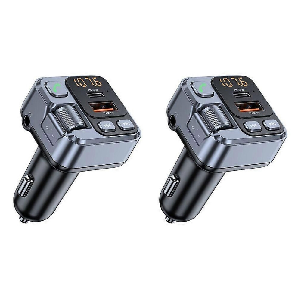 2Pcs Car Bluetooth Fm Transmitter Car Charger 30W Pd Usb-C Fast Charger For Wireless Hands Free Call Mp3 Player 9409192902665