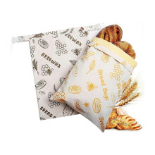 2 Pcs Reusable Beeswax Bread Bags for Freezer & Refrigerator, 17inch X 13inch Natural Beeswax-Lined Cotton Storage Bags
