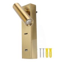 Rechargeable LED Wall Reading Lamp, Adjustable Angle, 100-240V Warm Light for Hotel Rooms