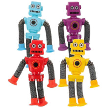 Interactive Robot Toys for Kids Party Favors, Telescopic Design, Assorted Colors, Motor Skills Development, 4-Pack