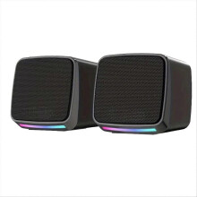 Mini Speaker with Cool Lights and Stereo Sound Computer Speakers 6W USB Powered 3.5 mm AUX-in Portable Speaker