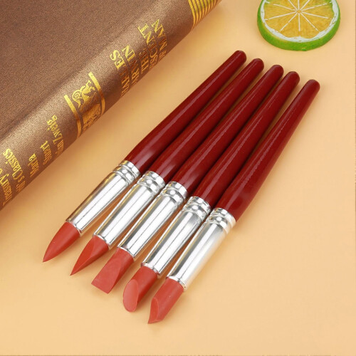 5pcs Large Red Rubber Tip Brushes Clay Sculpting Pottery Carving Tool 2