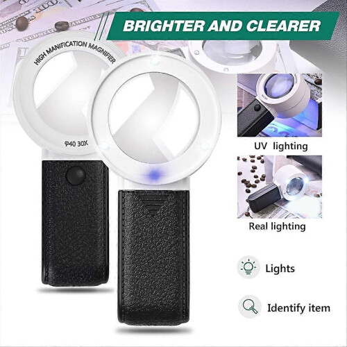 30x vergrootglas met LED UV-licht, professioneel model B 2